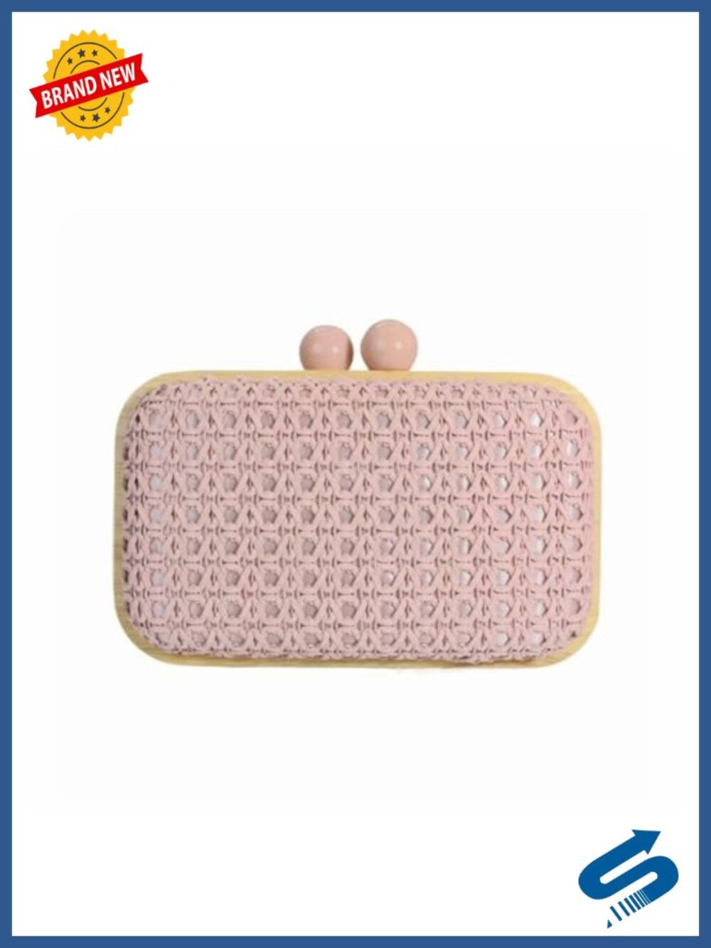 Handwoven Straw Clutch Purse Wicker Evening Bag with Detachable Strap